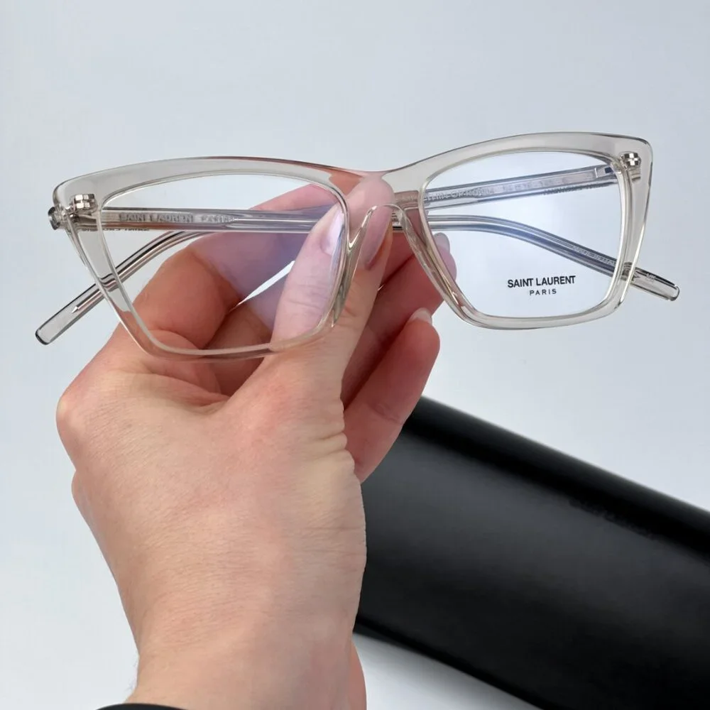 Saint Laurent Women BRAND NEW Eyeglasses Beige Cat Eye SL737 MICA THIN OPT 004